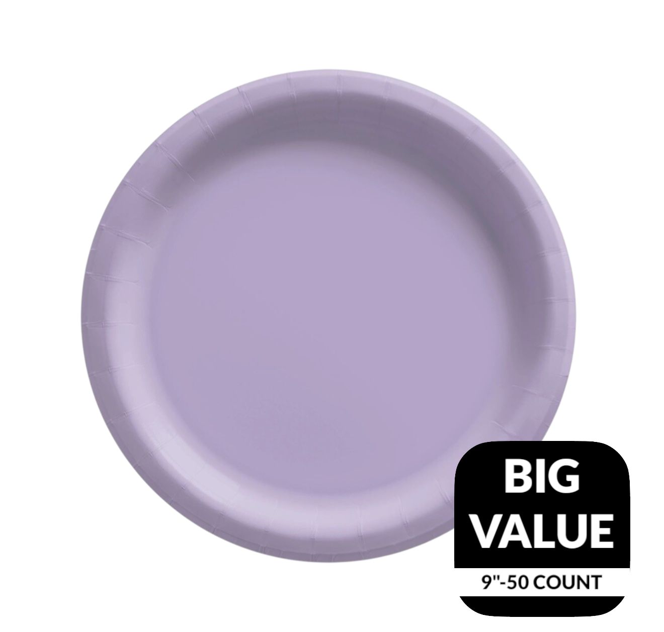 Lavender Solid Round 9&quot; Dinner Paper Plates – 50ct