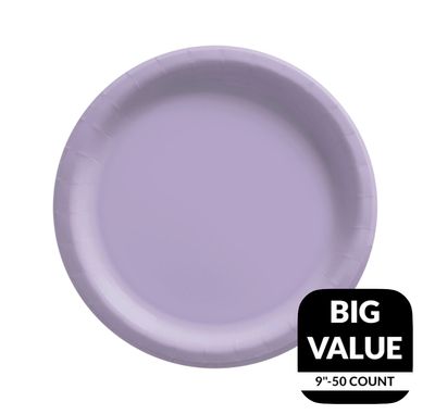 Lavender Solid Round 9&quot; Dinner Paper Plates – 50ct