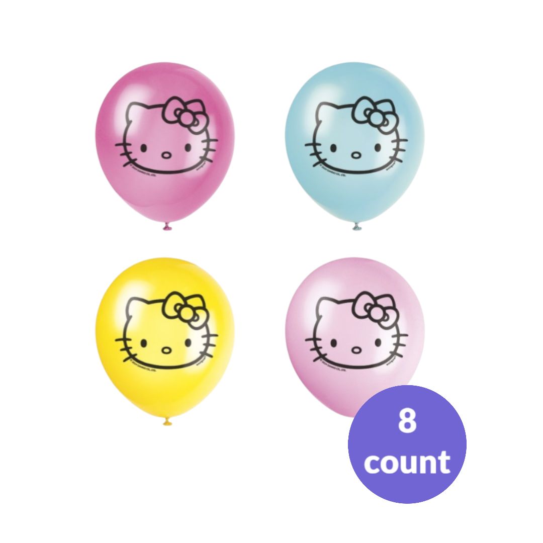 Hello Kitty and Friends Assorted 12&quot; Latex Balloons – 8ct(Un-inflated)