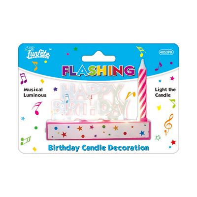 Happy Birthday LED Musical Candle Decoration – 4&quot; x 3.15&quot;