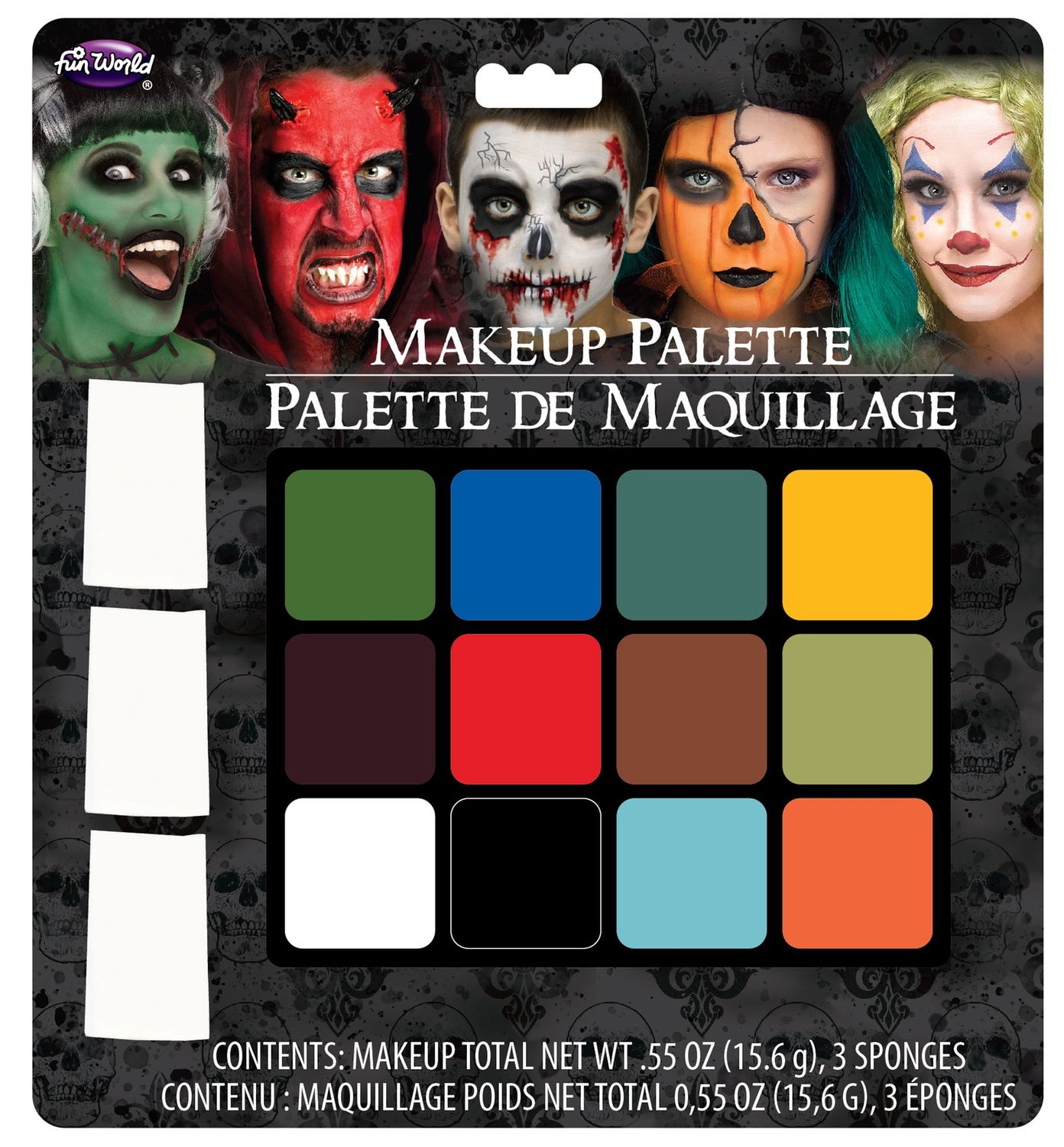 12-Color Makeup Palette with Sponges &amp; Applicators