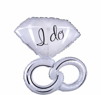 Large Shape &quot;I Do&quot; Wedding Rings Foil Balloon – 30&quot;