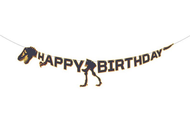 Jurassic World 3 Skeleton &quot;Happy Birthday&quot; Banner. 5 ft