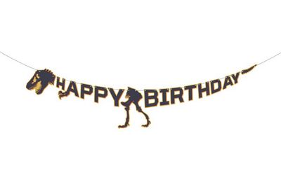 Jurassic World 3 Skeleton &quot;Happy Birthday&quot; Banner. 5 ft