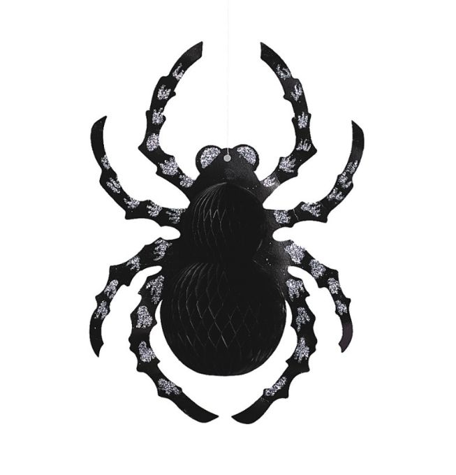 Spider Glitter Hanging Decorations – 14&quot; Honeycomb