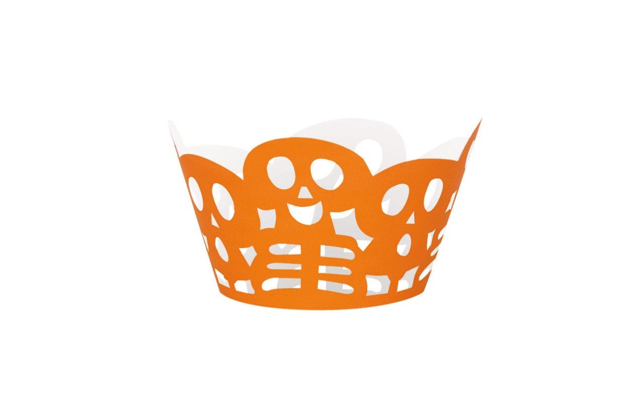 Die Cut Orange Skeleton Cupcake Wrappers  12ct