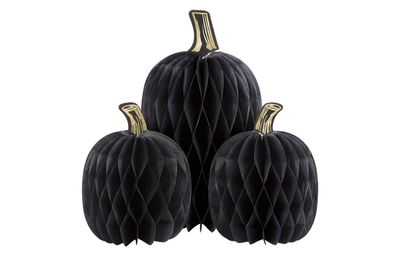 Pumpkin Shaped Honeycomb Tissue Centerpieces with Foil Stems  3ct