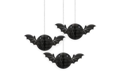Halloween Bat Honeycomb Hanging Decorations – 3ct