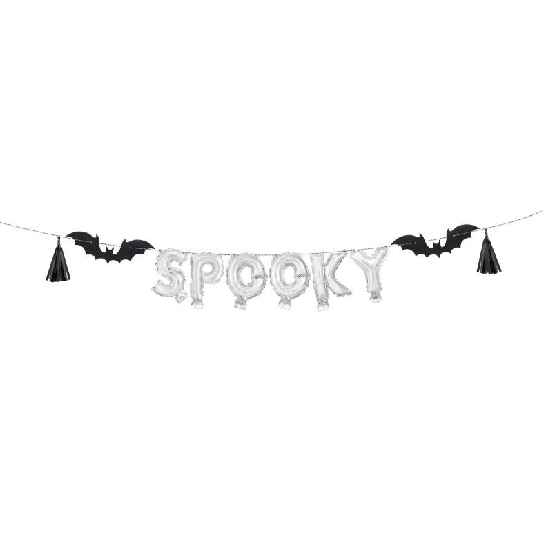 Spooky Mini Foil Letter Balloon Banner Kit with Foil Tassels &amp; Bats