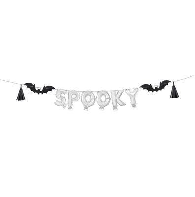 Spooky Mini Foil Letter Balloon Banner Kit with Foil Tassels &amp; Bats