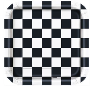 Groovy Halloween Checkered Square Dessert Plates – 7&quot;, 8ct