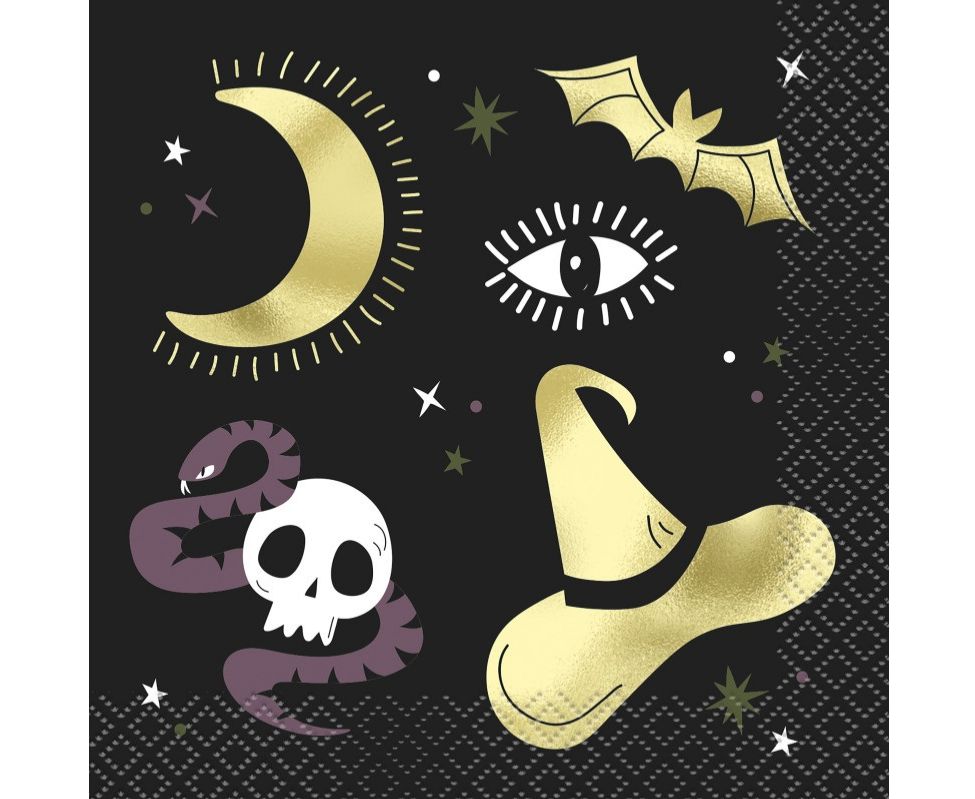 Celestial Halloween Beverage Napkins  16ct - Foil Stamping