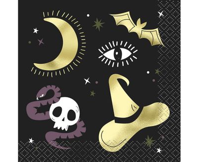 Celestial Halloween Beverage Napkins  16ct - Foil Stamping