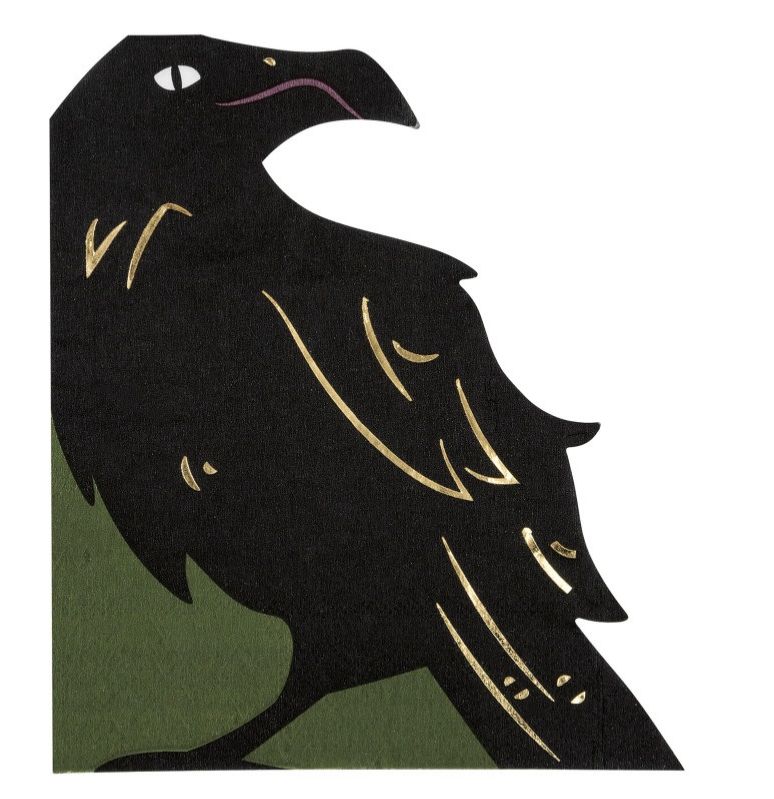 Celestial Halloween Crow Shaped Napkins  16ct