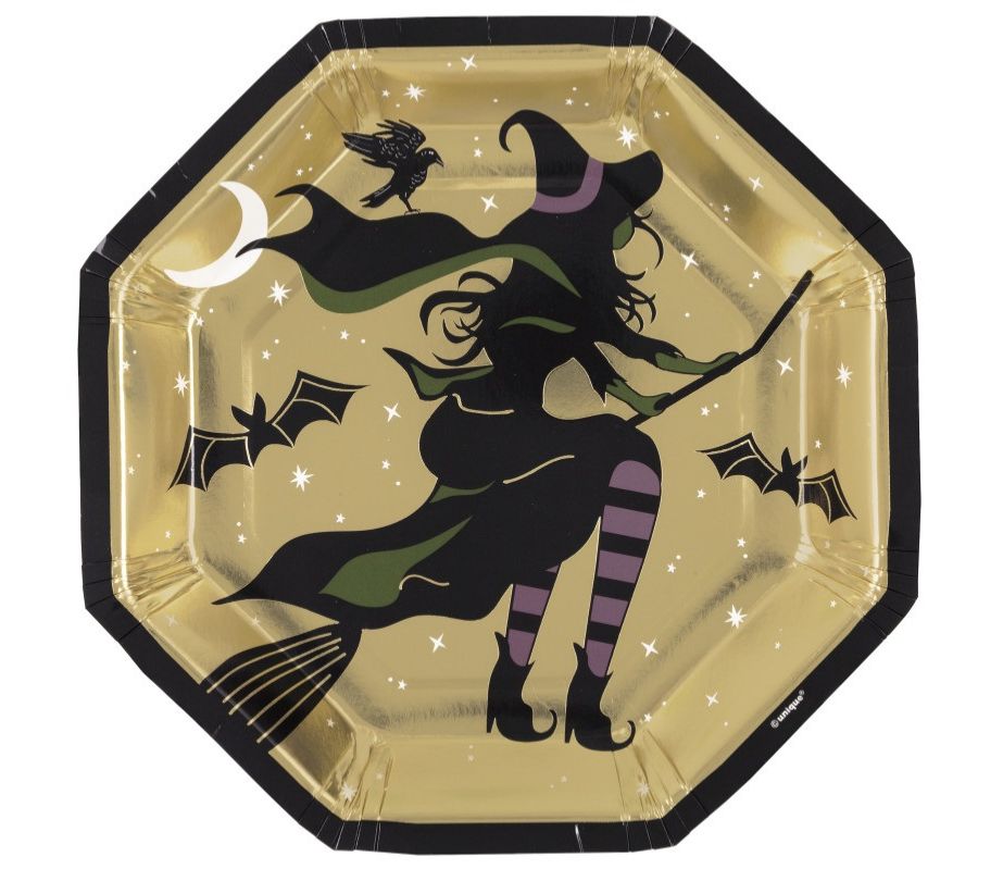 Celestial Halloween Octagon Shaped Dessert Plates  8ct - Foil Stamping