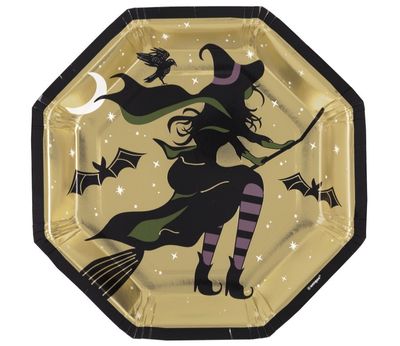 Celestial Halloween Octagon Shaped Dessert Plates  8ct - Foil Stamping