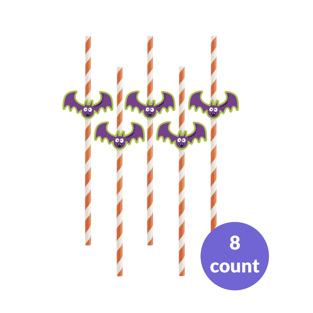 Halloween Decal Striped Paper Straws  8ct