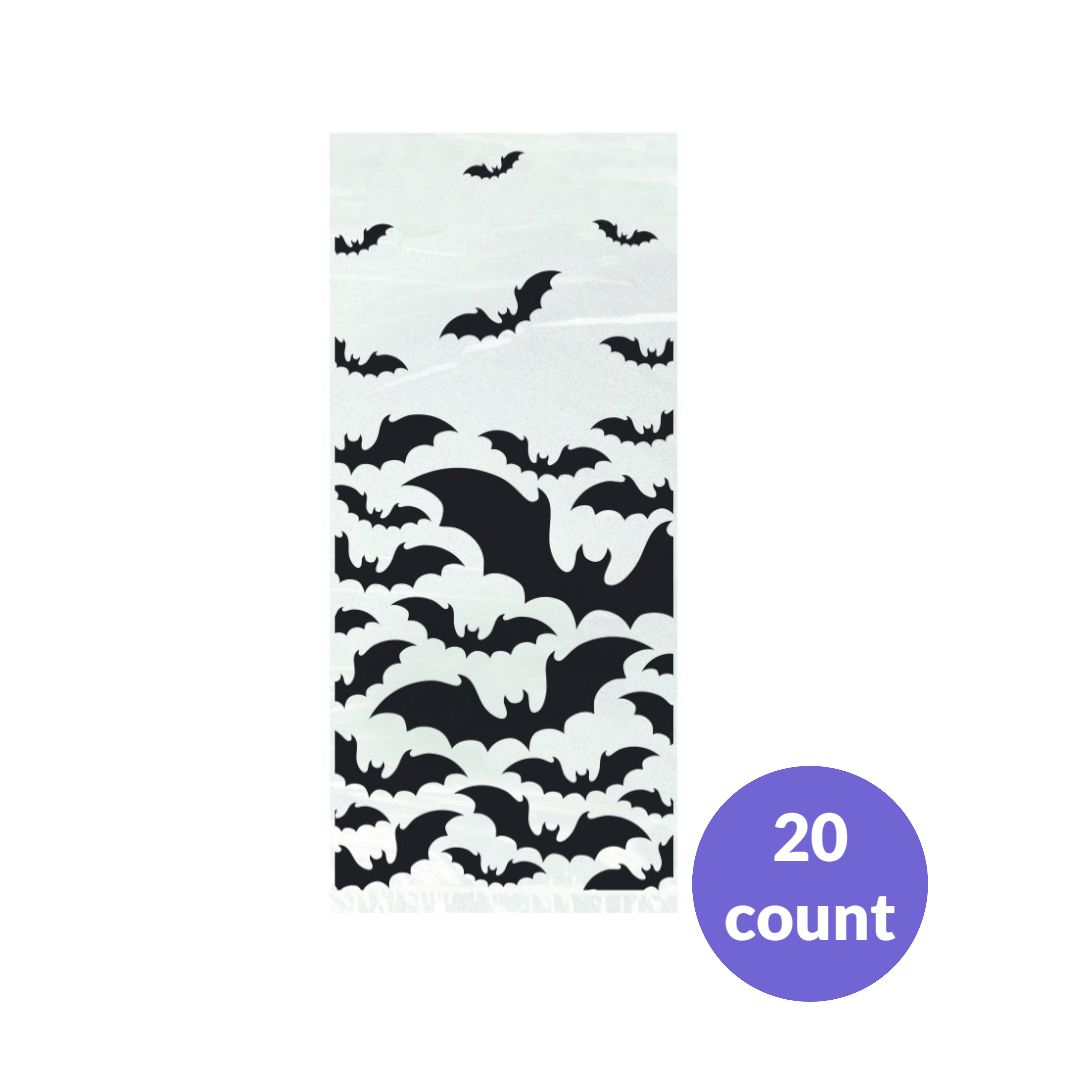 Black Bats Halloween Cellophane Bags  20ct