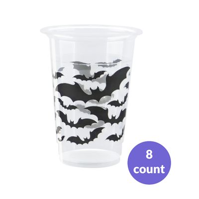 Black Bats Halloween 16oz Plastic Party Cups  8ct