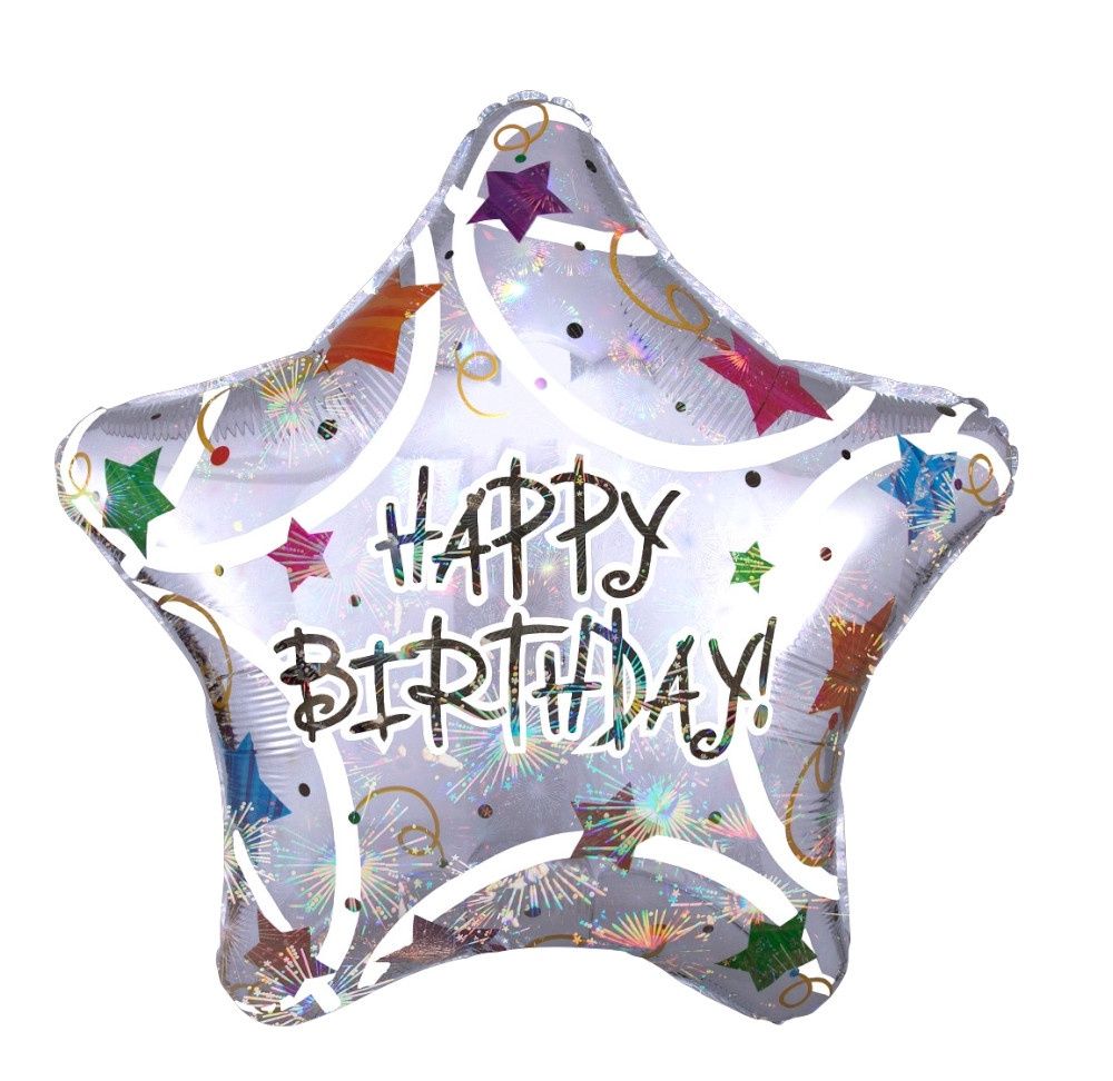 Happy Birthday Stars 32&quot; Holographic