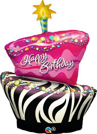 Happy Birthday Funky Zebra Cake Foil Balloon – 41&quot;