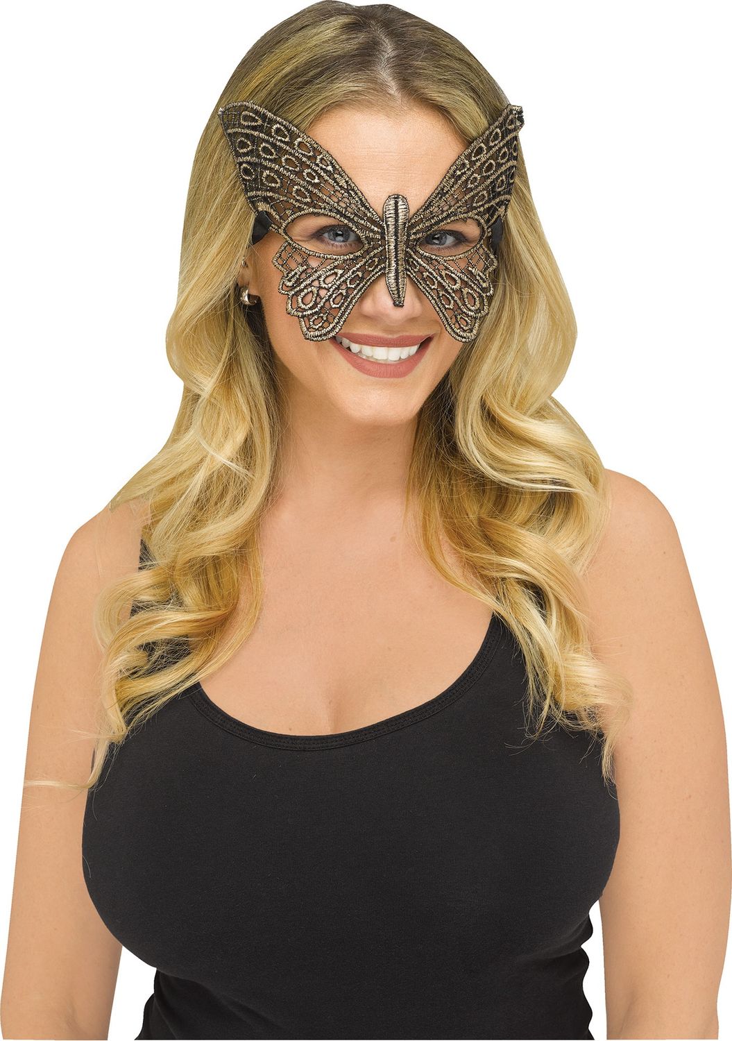 Gothic Lace Butterfly Mask, Color: Gold