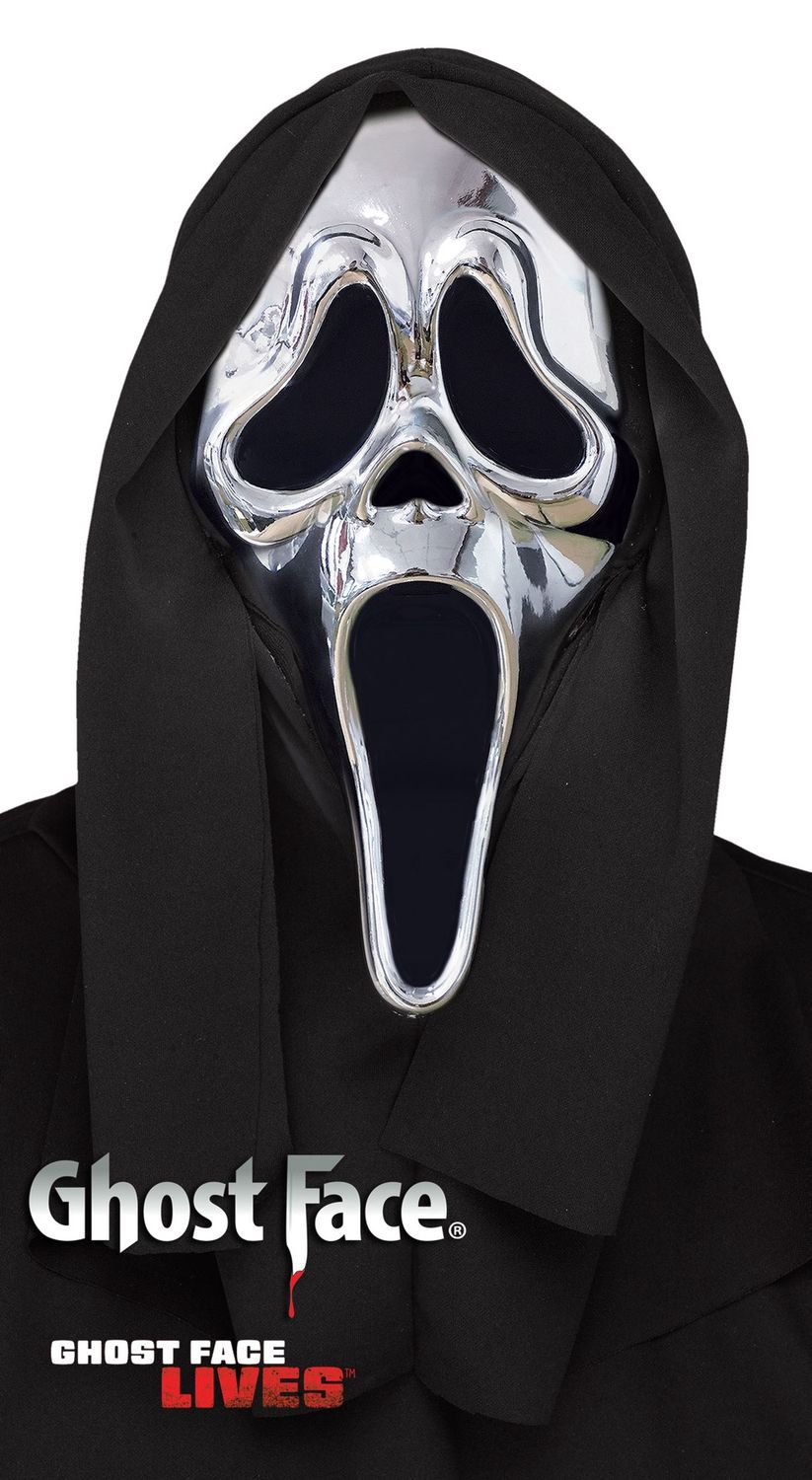 Ghost Face® Metallic Mask with Hood – Adult Size
