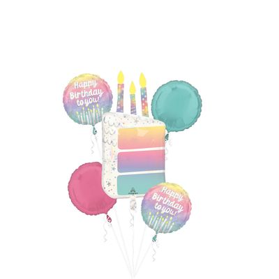 Happy Birthday Pearlized Balloon Bouquet – 5pcs