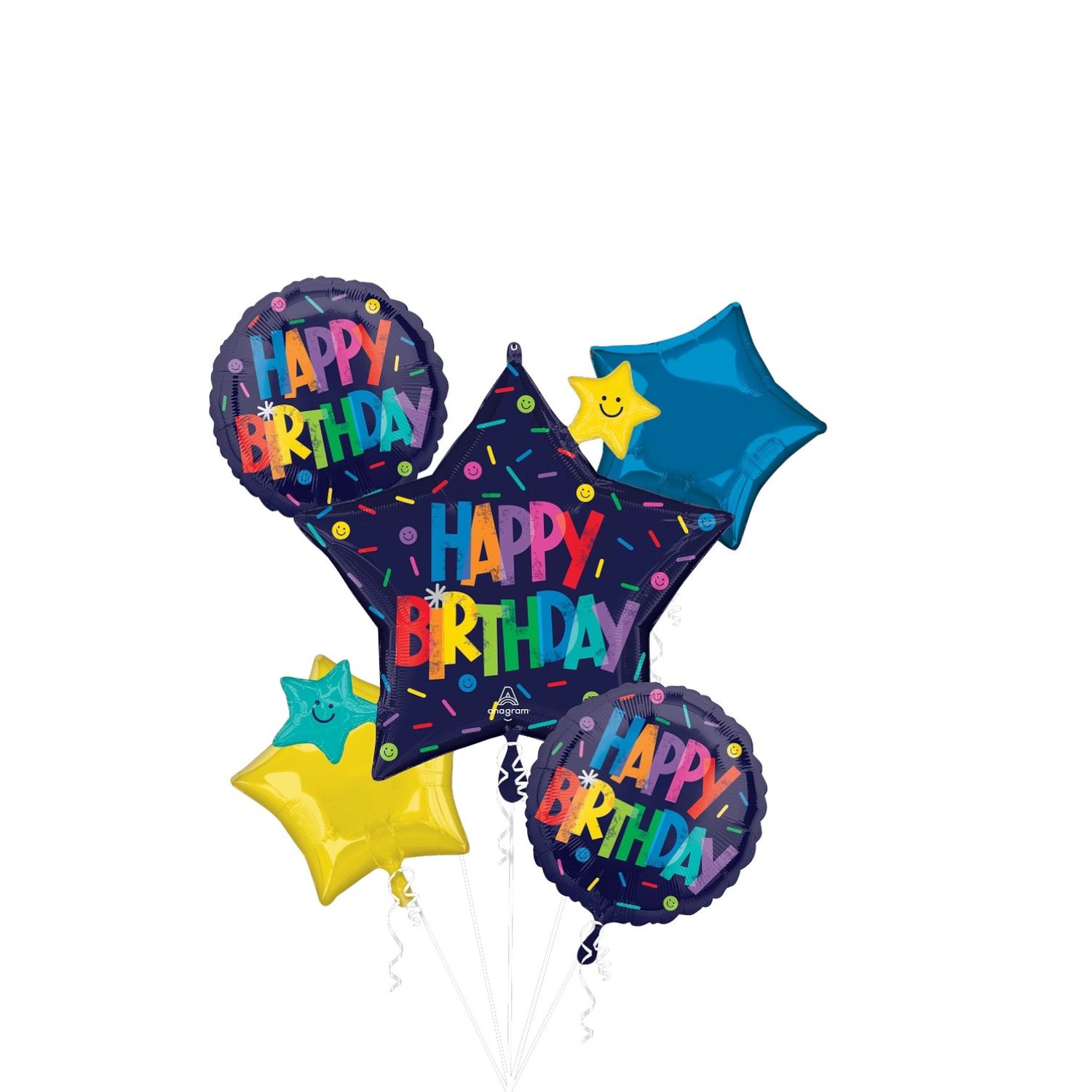 Happy Birthday Bold Balloon Bouquet – 5pcs
