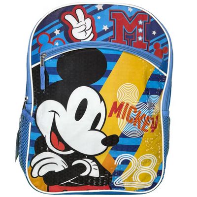 Disney Mickey Mouse Large Backpack – Blue 16&quot; with Front Pocket