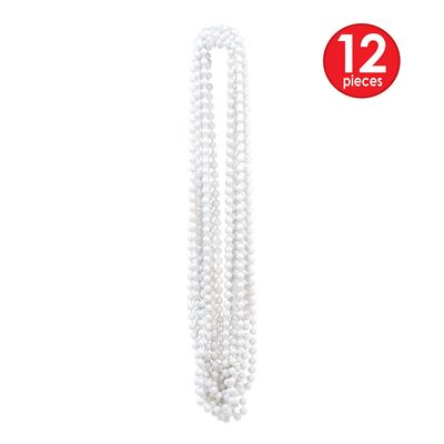 Party Beads - Small Round white  7mm x 33&quot;