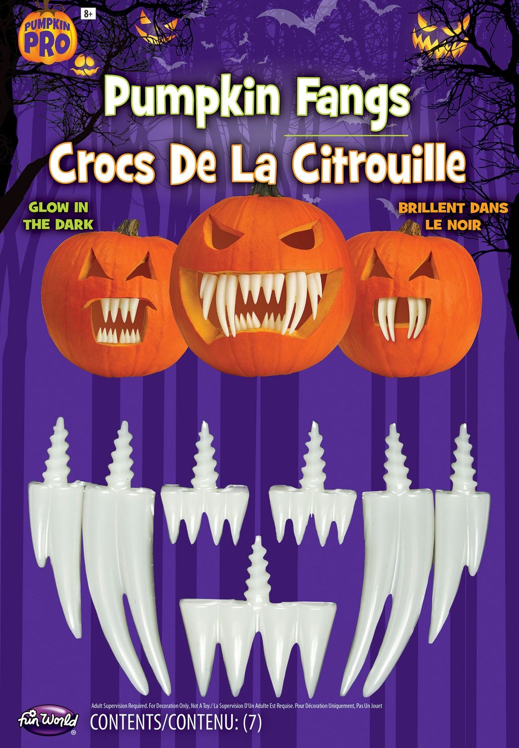 Glow-In-The-Dark Pumpkin Teeth, SIZE &amp; VARIETY: Fangs