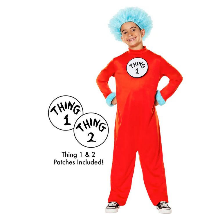 Youth Male Dr. Seuss Thing 1 &amp; Thing 2 Costume, INSPIRIT SIZE: S
