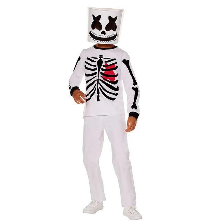 Youth Male Marshmello Mello Skeleton Costume, INSPIRIT SIZE: M