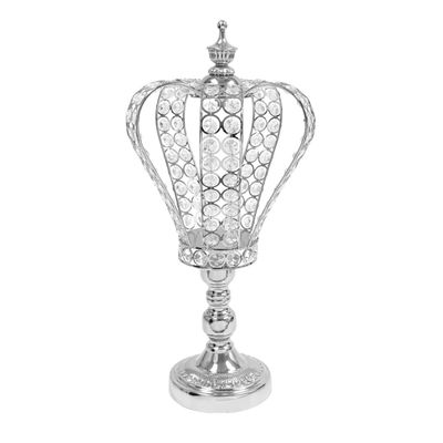 Metal &amp; Crystal Crown Centerpiece Riser – 18"
