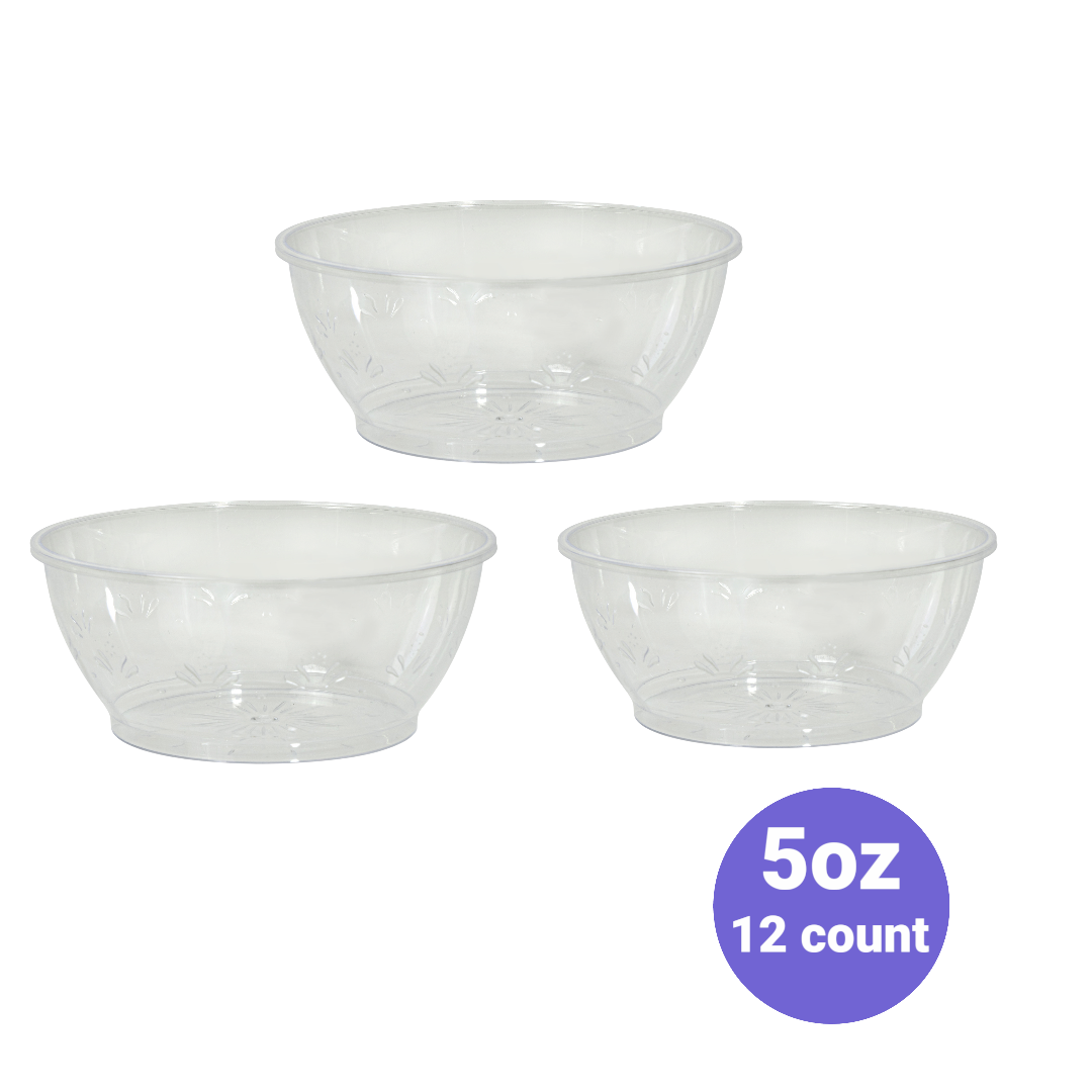Plastic Classic Bowls – Clear (5 oz, 12 Pack)