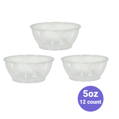 Plastic Classic Bowls – Clear (5 oz, 12 Pack)