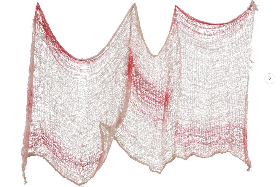 Bloody Tattered Gauze Cloth, Red/White, 60-in, Indoor/Outdoor Decoration for Halloween