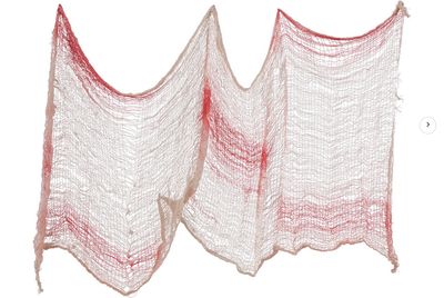 Bloody Tattered Gauze Cloth, Red/White, 60-in, Indoor/Outdoor Decoration for Halloween