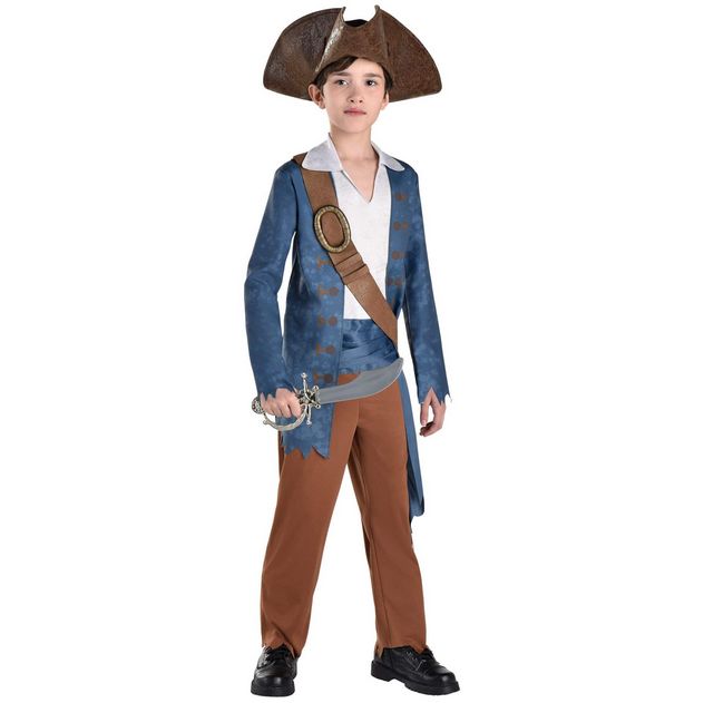 Kids&#39; Pirate Blue/Brown Jumpsuit with Hat Halloween Costume, SIZE CHECK: S