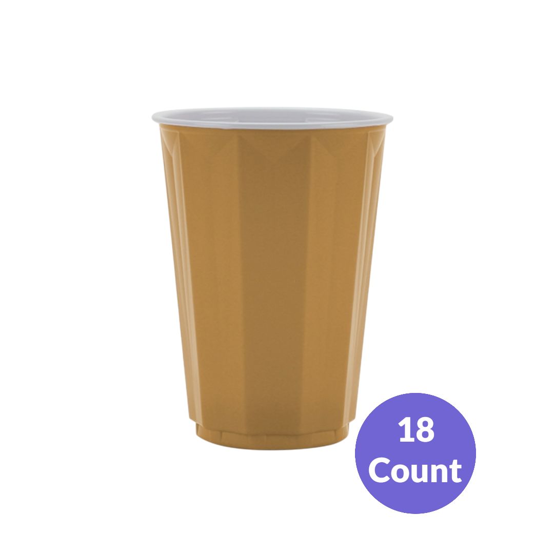 12oz Plastic Gold Cups – 18ct