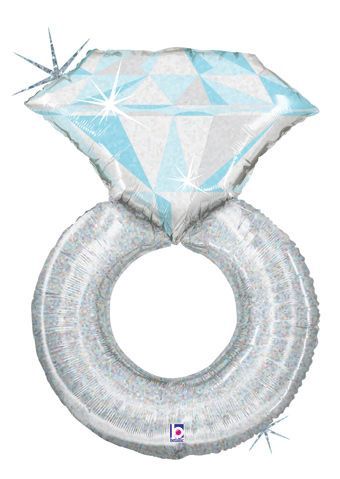 Large Shaped Platinum Diamond Wedding Ring Foil Balloon – 38&quot;