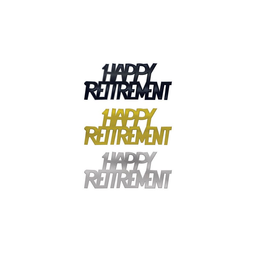 Happy Retirement Fanci-Fetti – Black, Gold &amp; Silver (½ oz Pack)