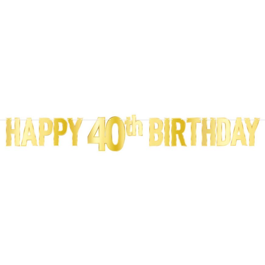 Foil Happy “40th” Birthday Streamer – 7¾&quot; x 5&#39;