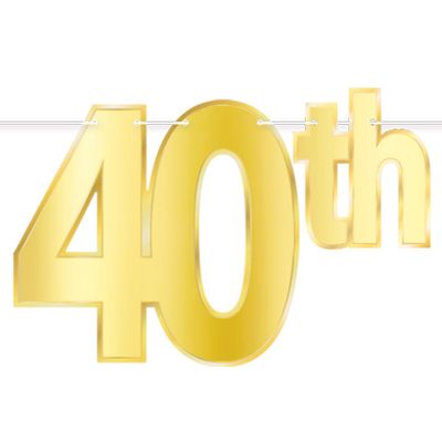 Foil Happy “40th” Birthday Streamer – 7¾" x 5'