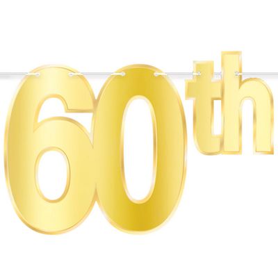 Foil Happy “60th” Birthday Streamer – 7¾" x 5'