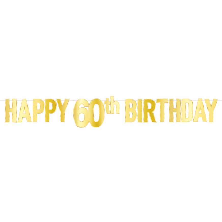 Foil Happy “60th” Birthday Streamer – 7¾&quot; x 5&#39;