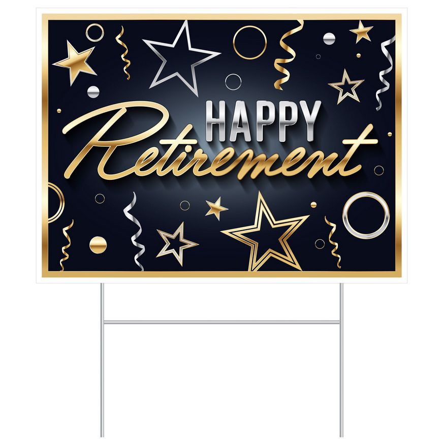 Plastic Happy Retirement Yard Sign – 11½&quot; x 15½&quot;