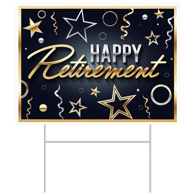 Plastic Happy Retirement Yard Sign – 11½&quot; x 15½&quot;