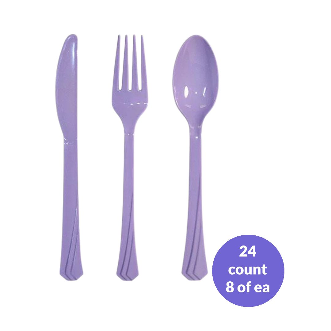 Deluxe Plastic Cutlery Combo – Lavender, 24ct
